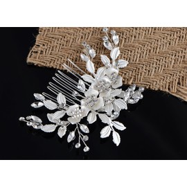 Alilang Silvery Tone Rhinestone Flowers Vines Encrusted Fashion Hair Comb Wedding