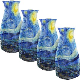 MODGY - Florero expandible, de plástico, decorativo, moderno, plegable, para centros de mesa para boda, mesa de comedor, decoración del hogar, sala de estar, baño, noche estrellada, Vincent Van Gogh,