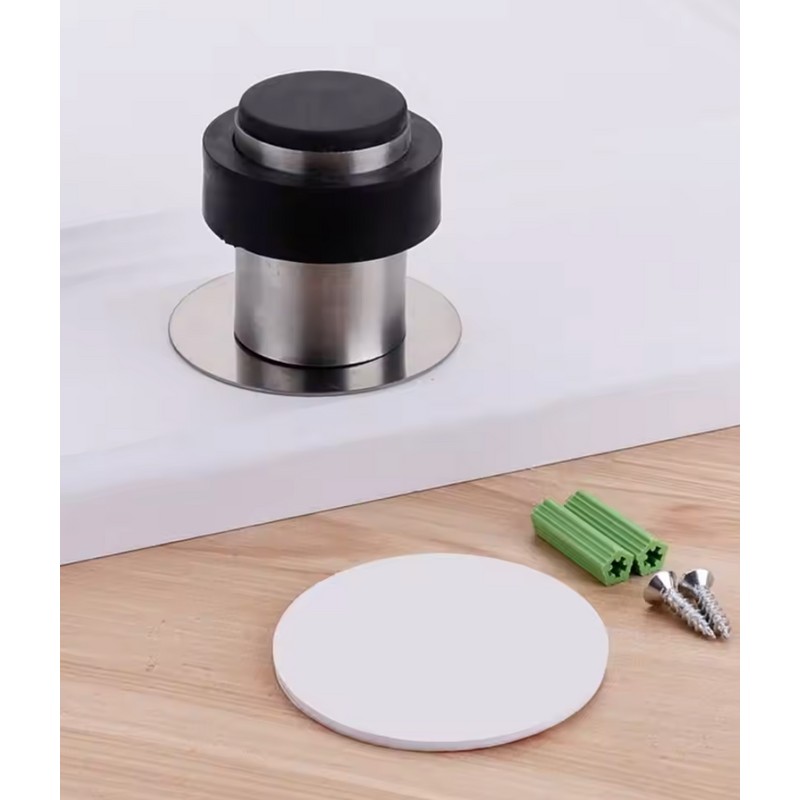 Self-Adhesive Rubber Door Stopper – Stainless Steel Wall Protector with