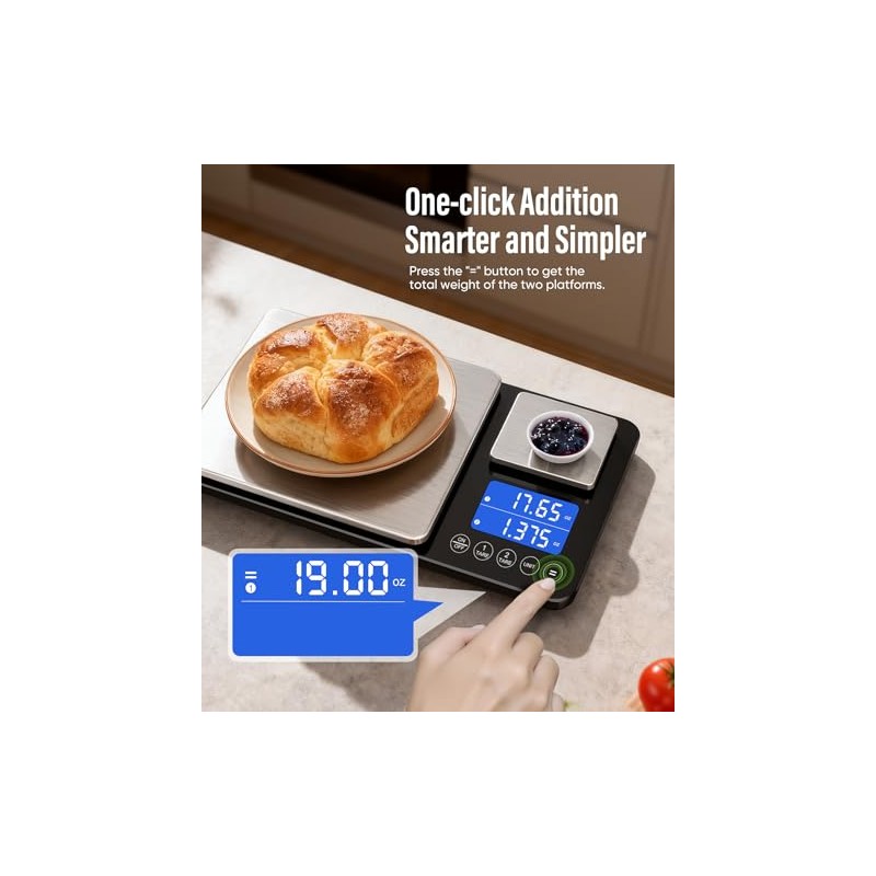 Digital Dual Platform Kitchen Scale, 33 lb Large & 1.1