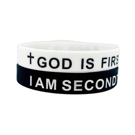 KZL GOD IS FIRST IM SECOND Inspirational Bracelets Christian Faith Rubber Bracelets for Women Men Engraved Bible Verses Cross Silicone Wristband Religious Jewelry Gifts -Set 5