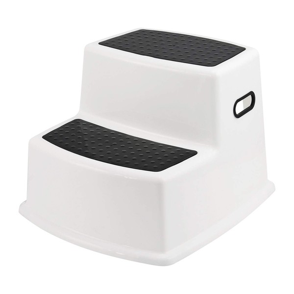 Taylor & Brown® Dual Height Step Stool for Toddlers & Kids, Potty Training Stool for Bathroom, Kitchen, Two-Step Design with Soft-Grips, Stepping Stool for Toddlers (Black)