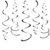 Black Party Hanging Swirl Decorations Plastic Streamer for Ceiling 5pcs