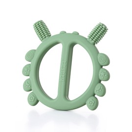 Haakaa Silicone Crab Baby Teether,Teething Toys,360° Baby Toothbrush Head for Infant Self-Brushing Training,Food-Grade Silicone,Pea Green