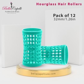 BellaCapelliUSA.com Hourglass All Hair Types Unisex Rollers- Aqua HGR 32mm/1.26in – Pack of 12