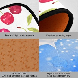 susiyo 2 Piece Kitchen Rugs and Mats, Fruit Cherry Cushioned Kitchen Mat Anti-Fatigue Comfort Floor Mat Non Slip Kitchen Rug Standing Mats for Kitchen, Sink, Bathroom, Laundry (20x47 Inch+20x28 Inch)