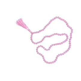 M FRANCISCO Natural Rose Quartz Necklace Mala (108+1) 6 mm Knotted Beads Mala, Pink Rose Quartz Crystal Necklace Rose Quartz Rosary for Chant (Japa) & Wear