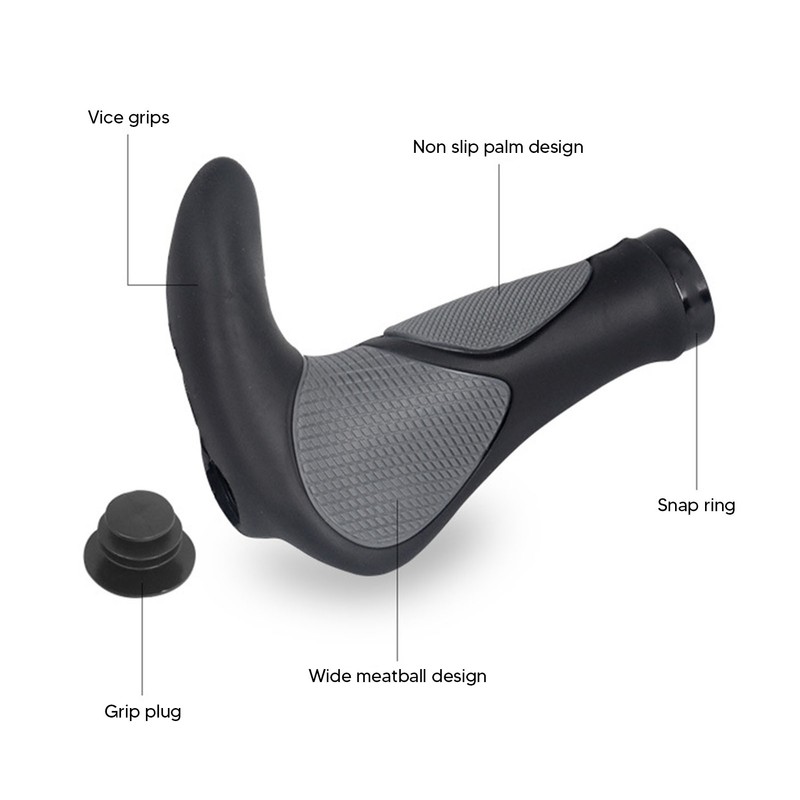 2Pcs Bike Handlebar Grips TPR Rubber Ergonomic Slip Prevention Replacement