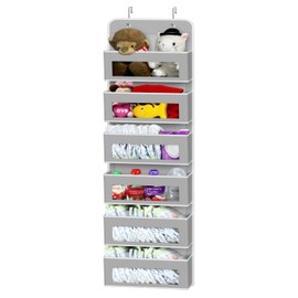 SIMPLE HOUSEWARE 6 Clear Window Pocket Over Closet Door Storage Hanging Organizer for Bedroom, Bathroom, Pantry, Gay