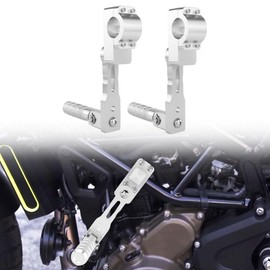 Xitomer Rider Adjustable Footpeg Kit Adjustable Highway Peg Mounts Long Angled Adjustable Highway Peg Mount Kit Engine Guards Crash Bars Footrest Mounting Brackets Arms (130mm,Silver)