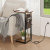 Vagusicc C Shaped End Table with Charging Station, 32" Tall