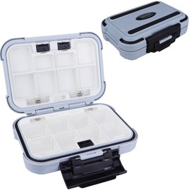 KEESHINE small tackle box, mini pocket waterproof fishing tackle box organizer, double sided ABS plastic organizer box, travel storage containers for vest casting fly fishing (S gray)