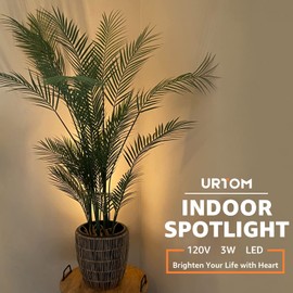 URTOM 2 Pack Indoor Spot Lights, 120V LED Accent Up Lights, 3W Plant Spotlights, 3000K Floor Spotlights for Plants, Pictures, Desk - Uplights with 5.9 FT Plug Cord and Foot Switch
