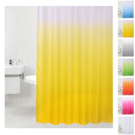 Shower curtain | Great range of colorful shower curtains | Waterproof | Anti-Mould | with 12 Rings (180 x 200 cm, Yellow)