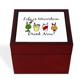 CafePress Drink Now Memory Keepsake Jewelry Box, 5"x5"x3.75"