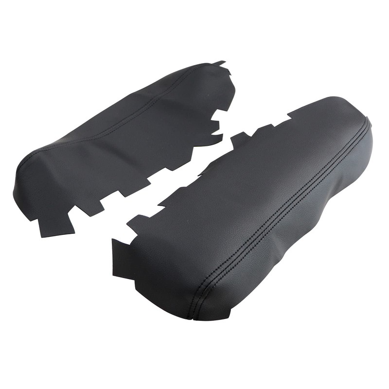 NLQR 2Pcs Front Door Panels Armrest Cover Leather Black Compatible