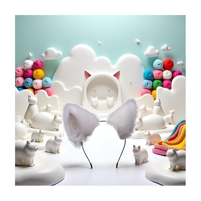 [Qintreesify] Cute Cat Ear Headband Long Fur Fox Ear Cosplay