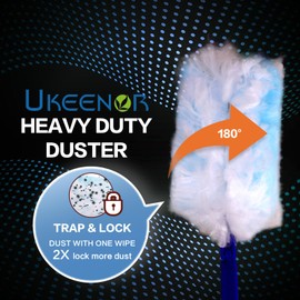 UKEENOR 180° Dusters Multi Surface Duster Refills Kit Extender Handle (1 Long Handle to + 1 Short Handle + 15 Duster Refill)