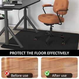 Office Chair Mat for Hardwood Floor&Tile,55"x35" Anti-Slip Desk Chair Mat,Low-Pile Chair Mat,Multi-Purpose Hardwood Floor Protector for Office,Home (Black, 35 * 47 in)