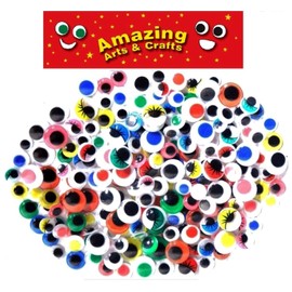 200 wiggle wiggly googly eyes assorted types and sizes 10mm 12mm 15mm