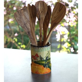 Cleminson Handbemalter Keramik-Utensilientopf, Toskana- oder Picasso-Thema, Utensilienhalter, Küchendekoration, Aufbewahrungsbehälter für Löffel, Besteck, Pinsel