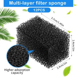 12 Pcs Cat Water Fountain Sponge Filters Pet Fountain Replacement Filters Cat Sponges for 92oz/2.8L Pet Fountain Small Sponge Filter for Cat and Dog (Black)