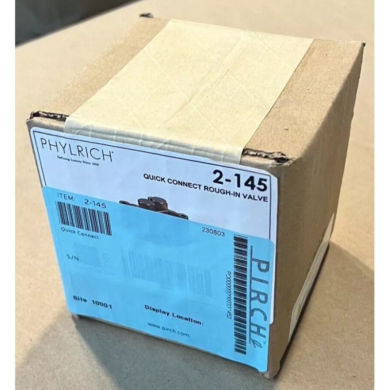 Phylrich 2-145 Quick Connect Rough in Valve UNIFINISHED New in