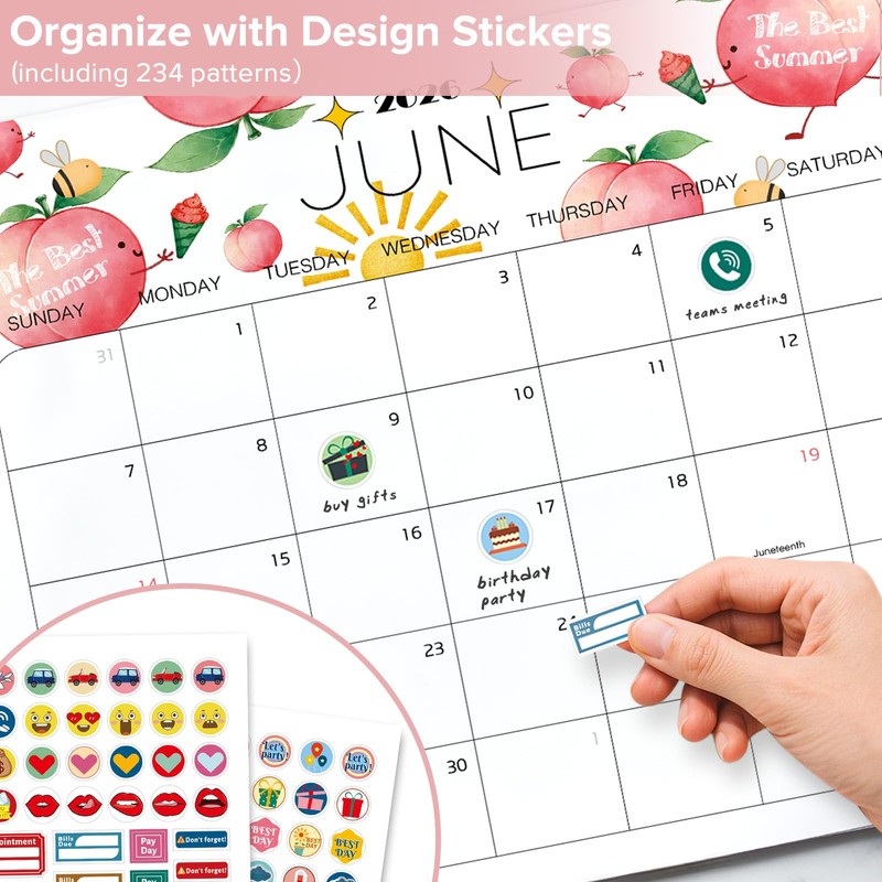 BGTCARDS Delightful Magnetic Fridge Calendar 2026-2027, Now to Dec.2027