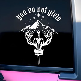 You Do Not Yield Car Decal Acotar, Deer, Sword, Night Court, Fantasy Reader, Humor Car Window Mirror Decal Accessories Affirmations Funny Vinyl Waterproof 8 Inches Bumper Sticker Gifts for Mom Friend