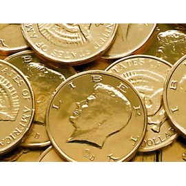 Palmer's 1 LB Gold Foil Wrapped Chocolate Kennedy Half Dollar Coins One Pound Fresh Candy
