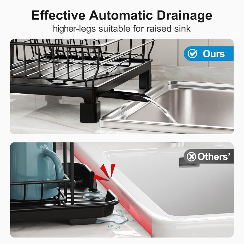 GSlife Dish Drying Rack for Kitchen Counter or in Sink