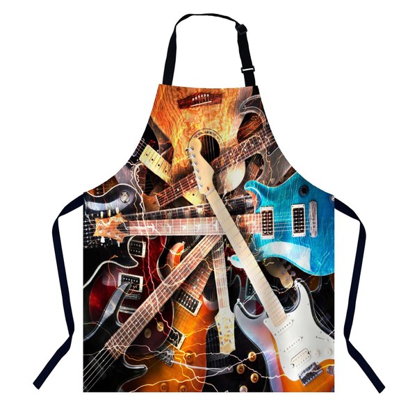 BGBDEIA Guitar Surrounded with the Lightnings Chefs Apron, Cooking and