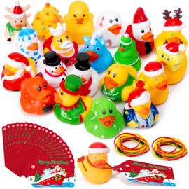 H1vojoxo Christmas Rubber Ducks Bulk - 20 Set Christmas Rubber Ducks for Cruise Ships Novelty Turkey Floating Duckies for Party Decoration, Xmas Stocking Stuffers, Gift Exchange, Baby Shower Bath Toys