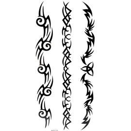 10 Christmas Temporary Tattoos Ephemeres Black Maori Non-Toxic (20CMX12 cm). Waterproof. Box Gift Design + Free Gift.