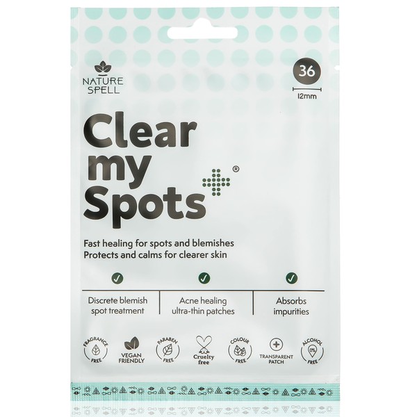 Clear My Spots Pimple Patches by Nature Spell - 36 Translucent Hydrocolloid Patches, Dots for Acne Spot Patches, Fast Healing Blemish Spot Treatment, Vegan & Cruelty Free Skin Care