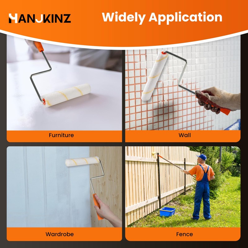 HANJKINZ Microfiber Paint Roller Covers, 6 Inch, 3/8 Inch Nap,