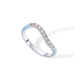 PAVOI 14K Gold Plated Stackable Rings for Women | Open Twist Wavy Colored Enamel and Cubic Zirconia Rings | Blue White Purple Enamel Eternity Bands, 7, White Gold, Cubic Zirconia