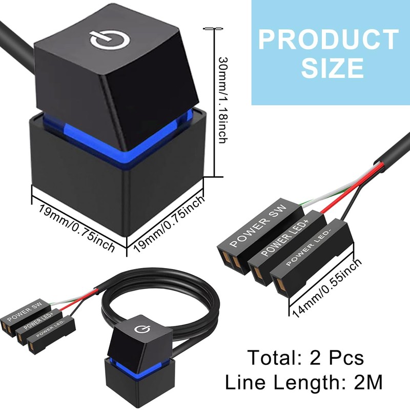 Xiatiaosann 2 Pcs Desktop Computer Power Switch, PC Power Switch