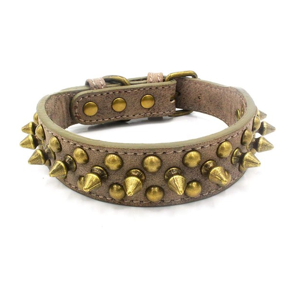 Serijoars Spiked Dog Collar Soft Pu Leather Mushrooms Rivet Spike