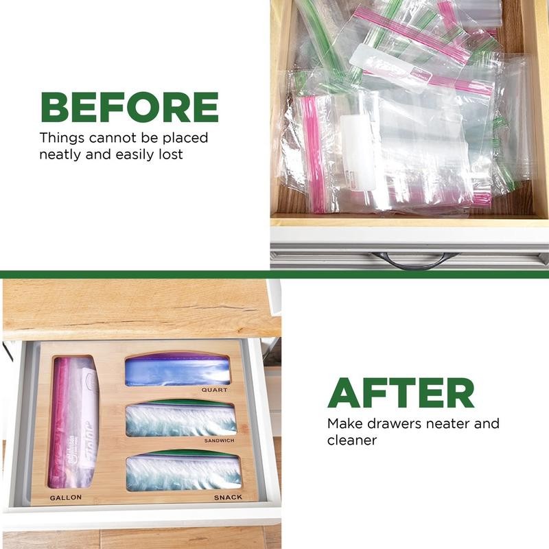 Ziplock bag organizer. Food bag storage. Wood Station. Wooden Nest.