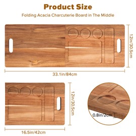 Large Acacia Wood Cutting Board with Containers Wood Foldable Serving Tray for Kitchen Serving Meats Platter Dessert Fruit Charcuterie Party (Acacia Wood Brown, With Containers)