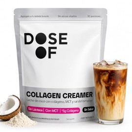 DOSE OF - Colágeno Hidrolizado con Leche de Coco y MCT Oil | Creamer para Café Keto Sin Lácteos ni Azúcar | Sustituto de Crema para Café | 30 Porciones | Colágeno en Polvo sin Sabor