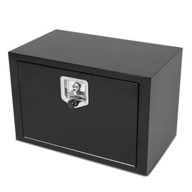 PRFFWK 24 Inch Painted Underbody Truck Tool Box Steel Storage Tool Box For Truck Under Bed Pickup RV Trailer,Waterproof Black Steel Box with Lock and Keys-24 x 14 x 16 inch