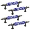 Mcredy 4 Pcs Ceramic Drawer Pulls Blue and White Porcelain