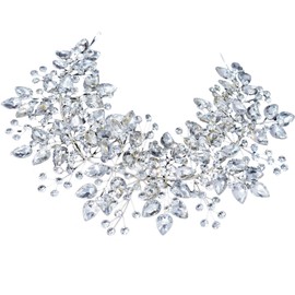 Homaisson Bridal Headbands for Wedding, Handmade Rhinestone Crown Tiara, Flexible Bride Hair Accessories, Elegant Wedding Hairpiece for Women, 12.59 in x 3.54 in