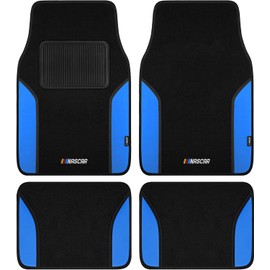 NASCAR - Alfombrillas de coche con diseño de alfombra y piel azul, alfombrillas de ajuste universal para todo tipo de clima con talón integrado y respaldo antideslizante, accesorios interiores