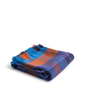 Vera Bradley Women's Blanket Wrap, Plaid Blue Neutral
