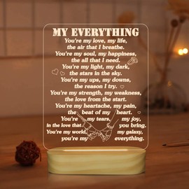 3D Illusion Lamp I Love You Night Light You are My Everything Gifts for Wife Husband Anniverysary Birthday Valentines Day