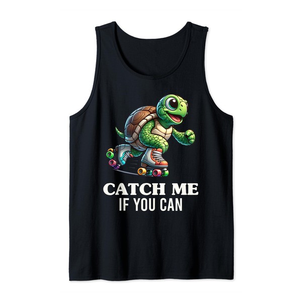 Funny Turtle Pun Catch Me Turtle Lover Graphic Tank Top