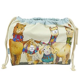 Drawstring Bag Alpacas and Angora Goats by Emma Ball Size 39cm X 31cm